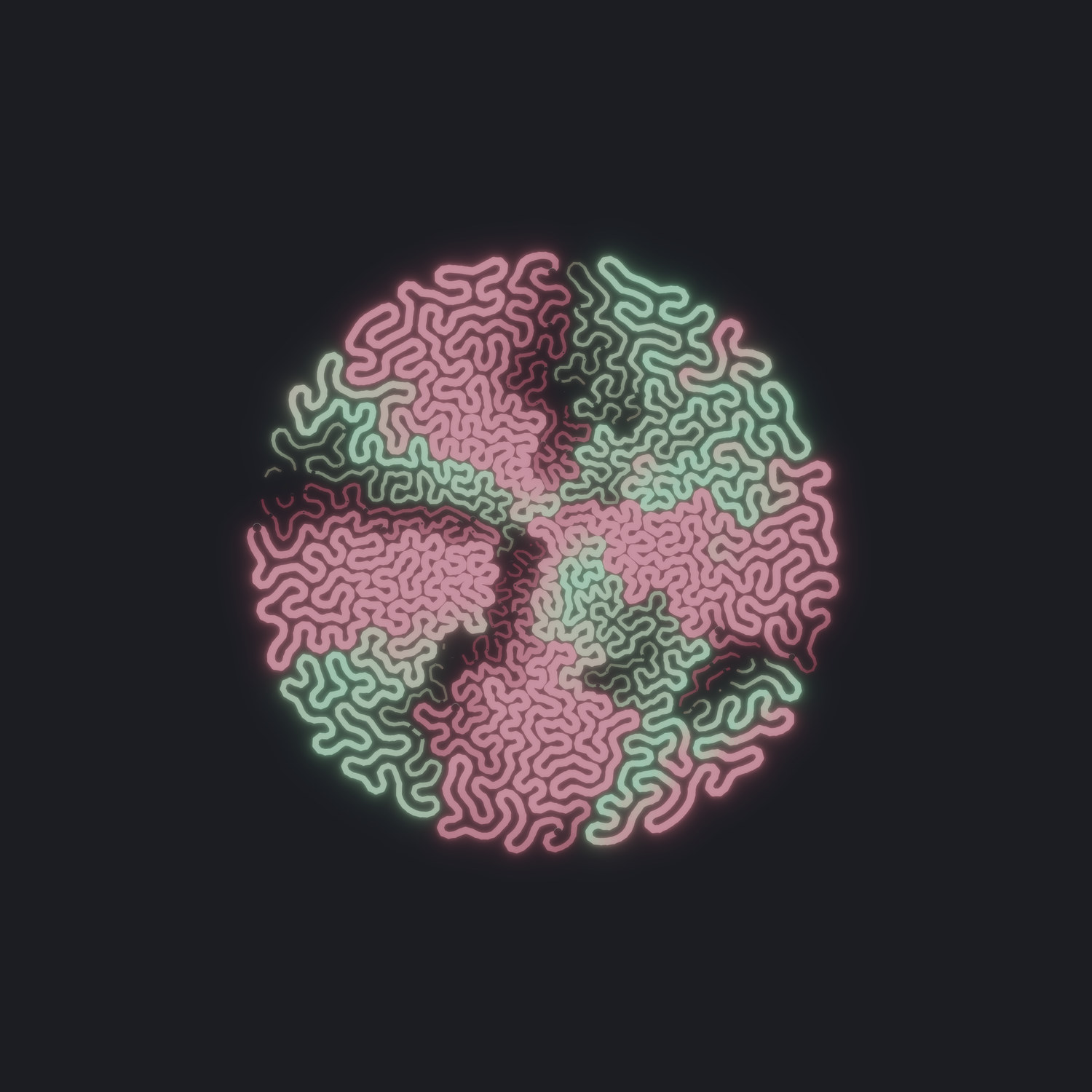 BOROS — pink and sage tissue-like tubes in a circle
